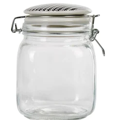 Gifi Bocal hermétique carré en verre couvercle motif ethnique 1 L