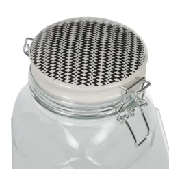 Gifi Bocal hermétique carré en verre couvercle motif ethnique 1 L