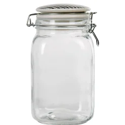 Gifi Bocal hermétique carré verre couvercle motif ethnique 1,5 L