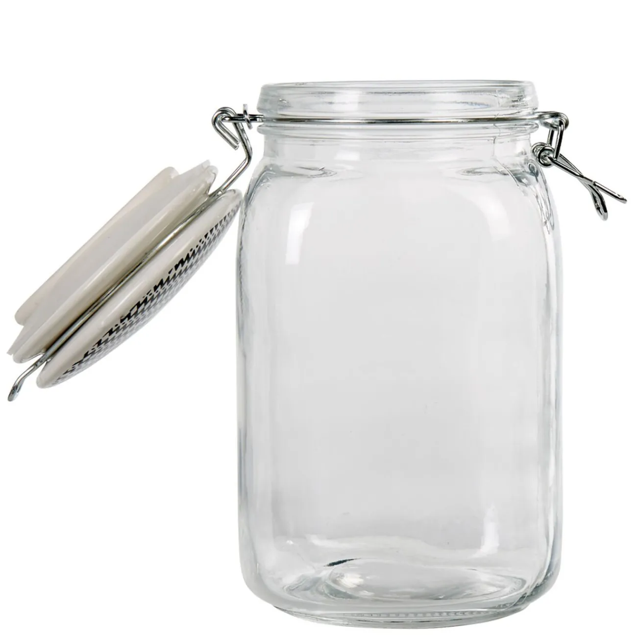 Gifi Bocal hermétique carré verre couvercle motif ethnique 1,5 L