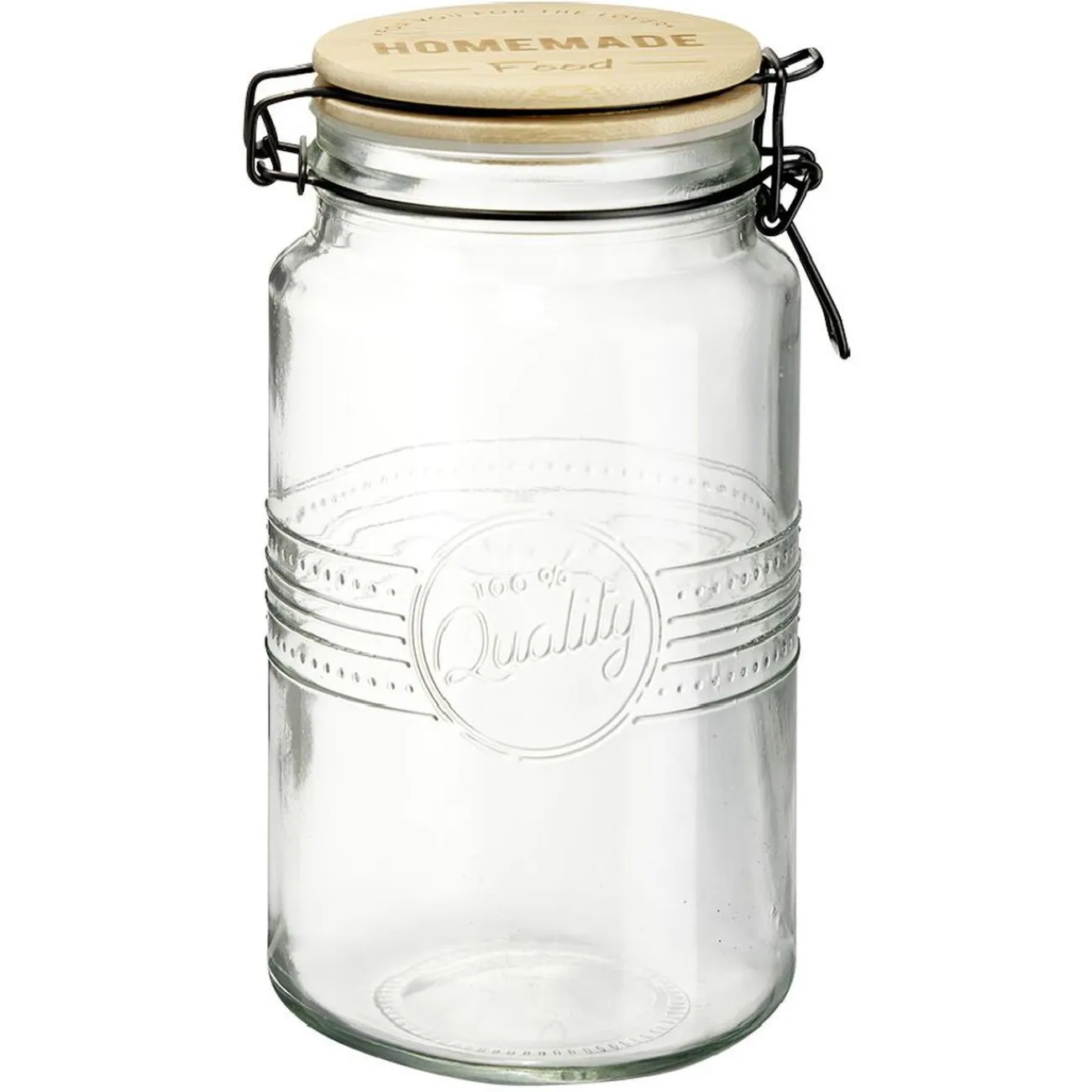 Gifi Bocal hermétique rond transparent avec couvercle en bambou H20 cm