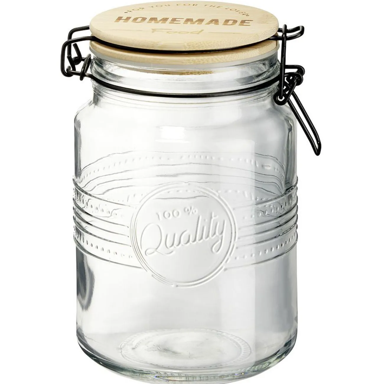 Gifi Bocal hermétique rond transparent avec couvercle en bambou H16,5 cm