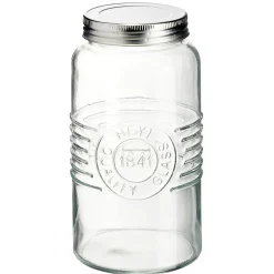 Gifi Bocal hermétique rond transparent avec couvercle en métal H17 cm