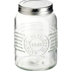 Gifi Bocal hermétique rond transparent avec couvercle en métal H13 cm