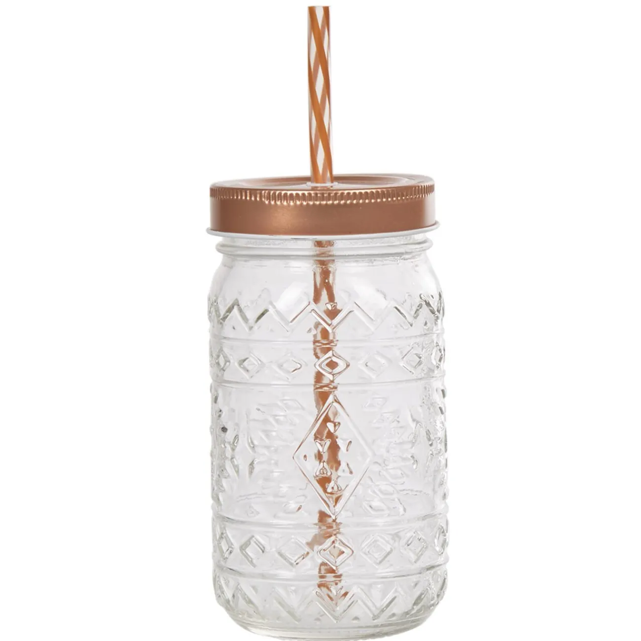 Gifi Bocal motif Noël couvercle doré avec paille