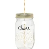 Gifi Bocal paille pois doré couvercle doré "Cheers"
