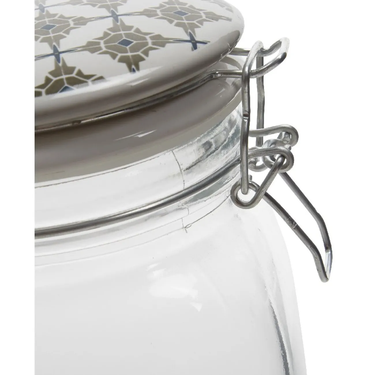 Gifi Bocal transparent avec couvercle design carreau de ciment 1,5 L