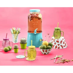 Gifi Bocal verre + paille couleur