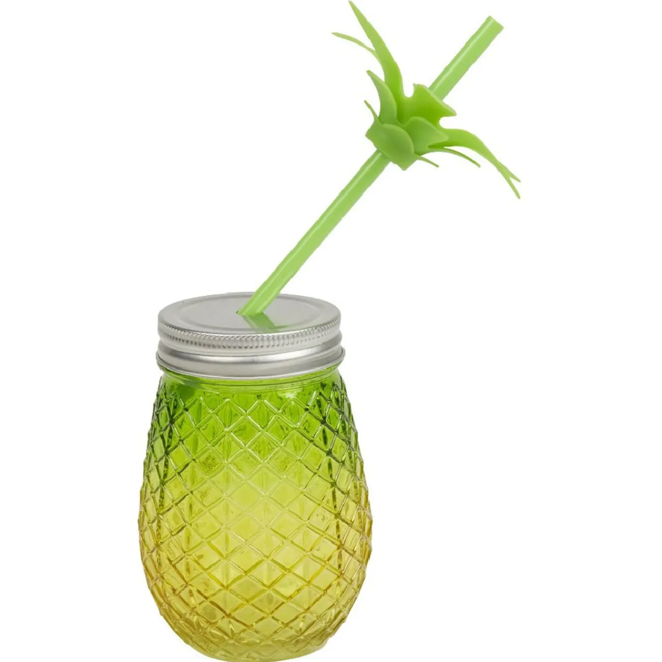 Gifi Bocal verre et paille ananas coloré