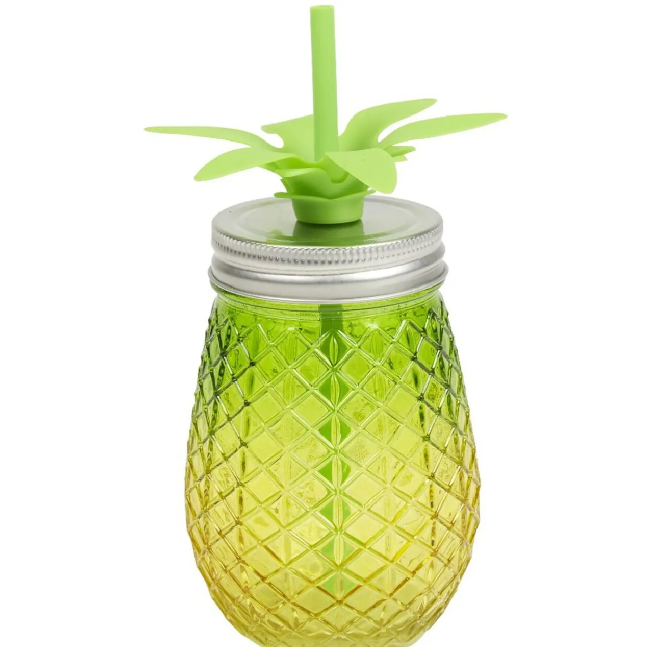 Gifi Bocal verre et paille ananas coloré