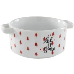 Gifi Bol à soupe blanc motif sapin rouge inscription Let it snow