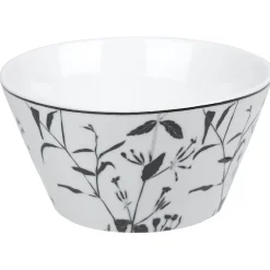 Gifi Bol blanc décor tiges feuilles noires