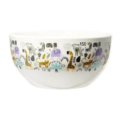 Gifi Bol en porcelaine blanc pour enfant motif animaux savane Ø14xH7cm