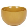 Gifi Bol en porcelaine jaune moutarde avec rainures verticales en relief
