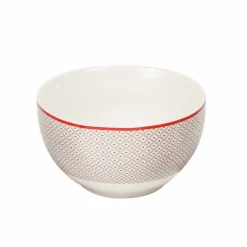 Gifi Bol en porcelaine motif esprit campagne rouge gris