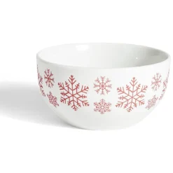 Gifi Bol flocon de neige Ø13,5cm faïence blanc et rouge