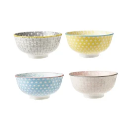 Gifi Bol japonais carreau de ciment muticolore x4
