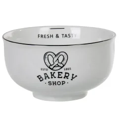 Gifi Bol petit déjeuner blanc message bakery bretzel noir