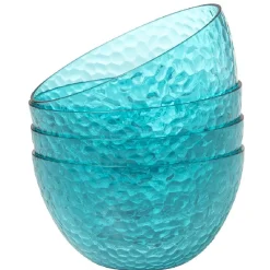 Gifi Bol plastique bleu martelé x4