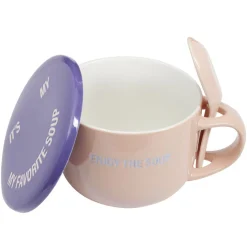 Gifi Bol soupe jumbo 62cl et cuillère porcelaine fun