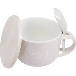 Gifi Bol soupe jumbo 62cl et cuillère porcelaine cocooning