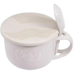 Gifi Bol soupe jumbo 62cl et cuillère porcelaine cocooning