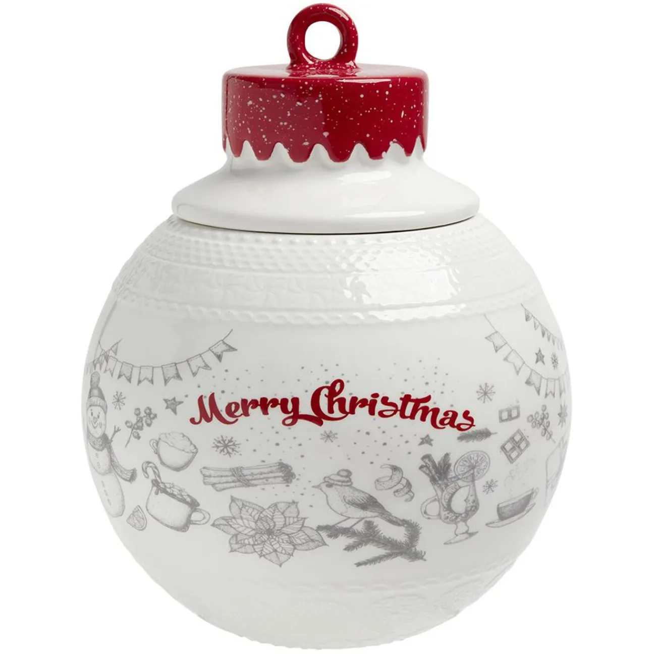 Gifi Bonbonnière en céramique décor Noël rouge blanc