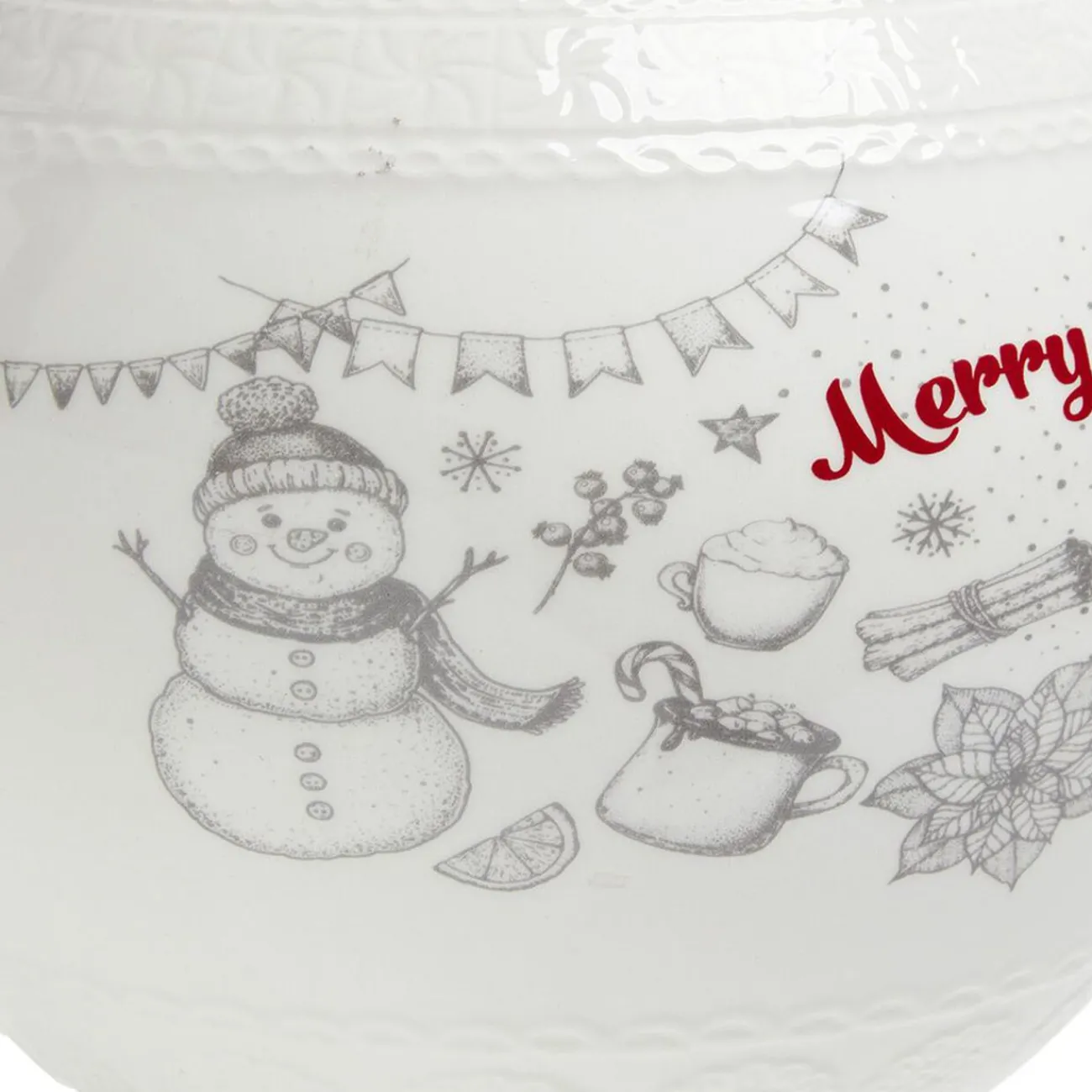 Gifi Bonbonnière en céramique décor Noël rouge blanc