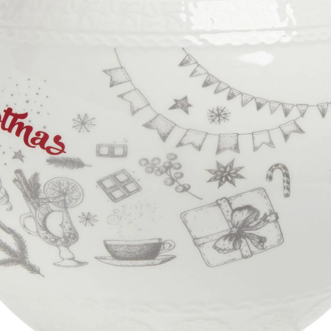 Gifi Bonbonnière en céramique décor Noël rouge blanc