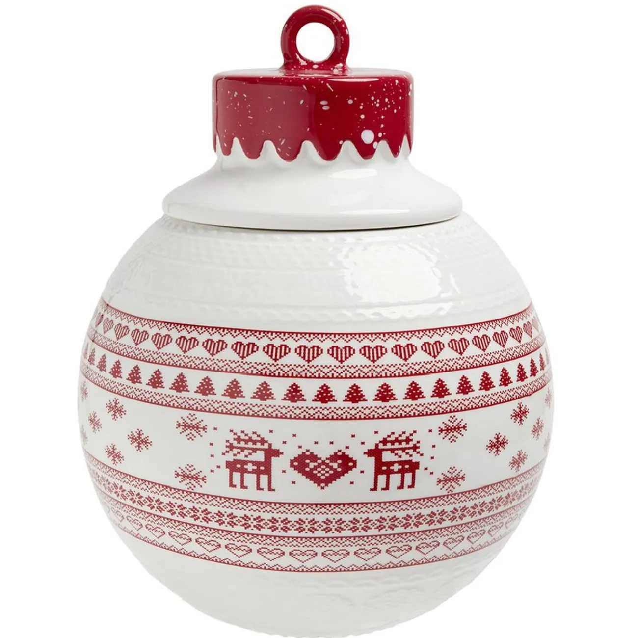 Gifi Bonbonnière en céramique décor Noël rouge blanc