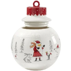 Gifi Bonbonnière forme boule de Noël blanche et rouge