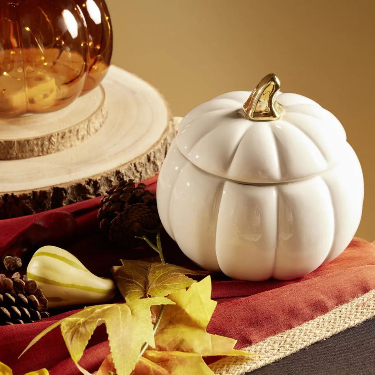 Gifi Bonbonnière Halloween forme citrouille porcelaine blanc Ø18 cm