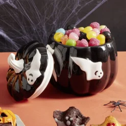 Gifi Bonbonnière Halloween 1L citrouille noire fantômes blancs Ø13,5xH15,8cm