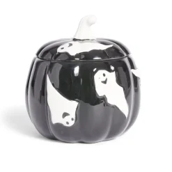 Gifi Bonbonnière Halloween 1L citrouille noire fantômes blancs Ø13,5xH15,8cm