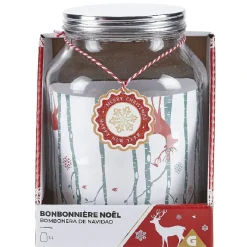 Gifi Bonbonnière Noël rennes verre cordelette rouge et blanc 3 L