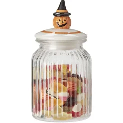 Gifi Bonbonnière transparente couvercle déco citrouille Halloween 1L