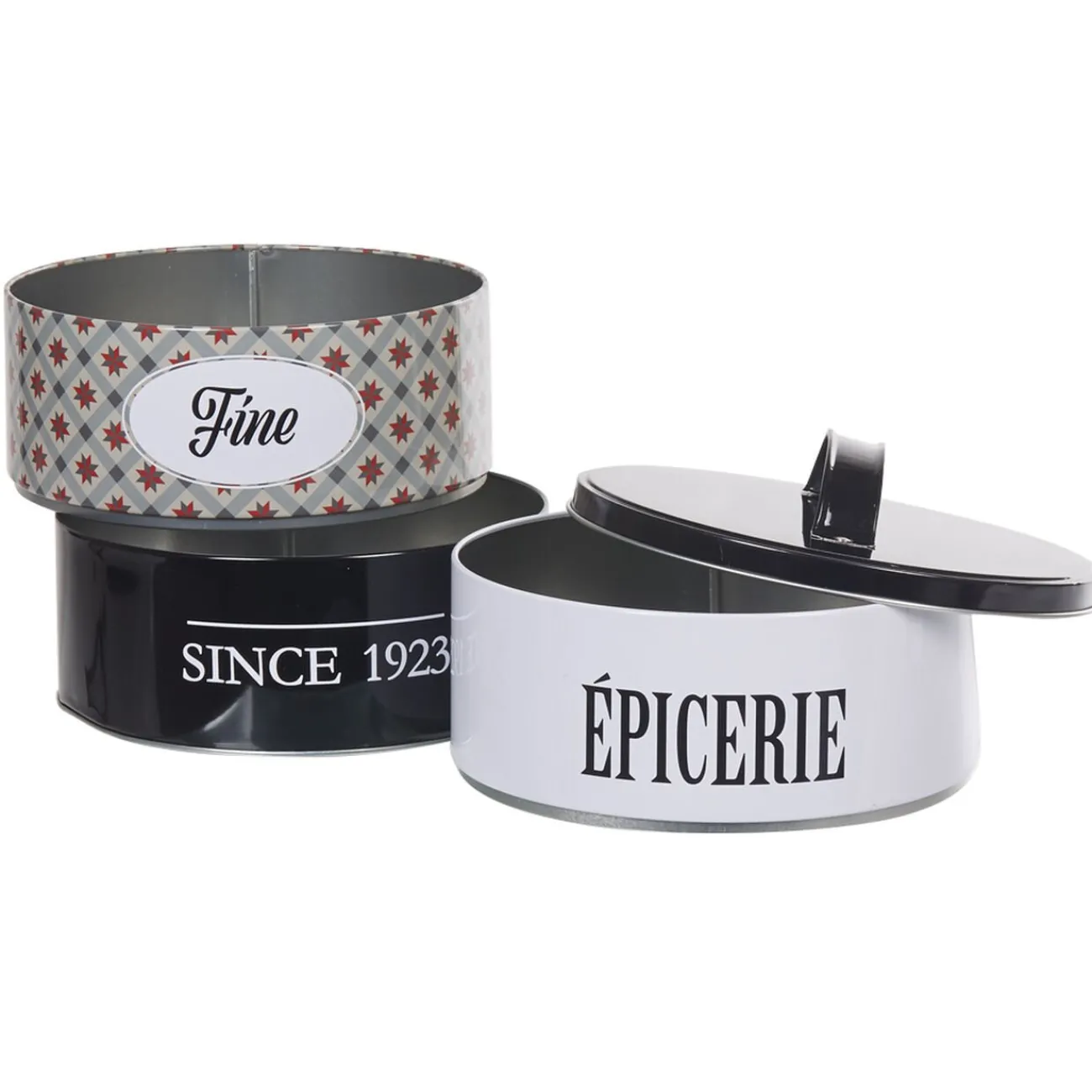 Gifi Rangement|Boîte à 3 compartiments carreaux de ciment noir et blanc