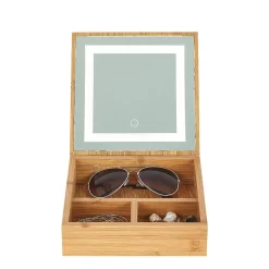 Gifi Aménagement Salle De Bain^Boîte à bijoux avec miroir à led en bambou