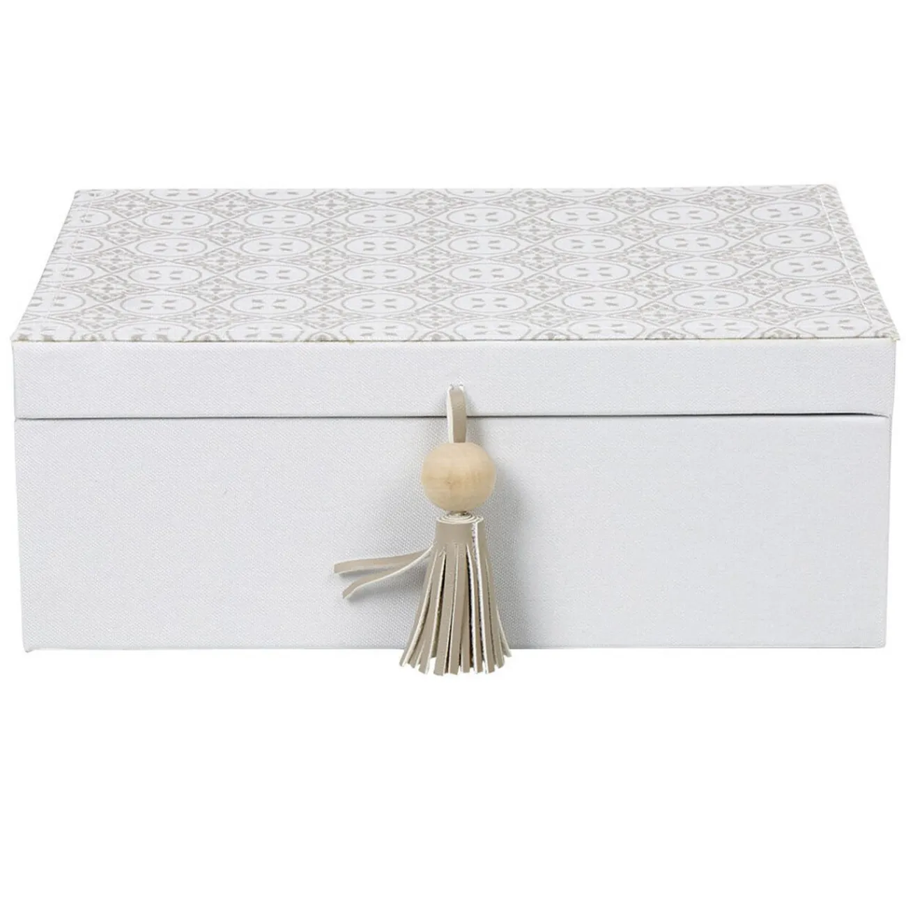 Gifi Rangement|Boîte à bijoux pompon blanc gris