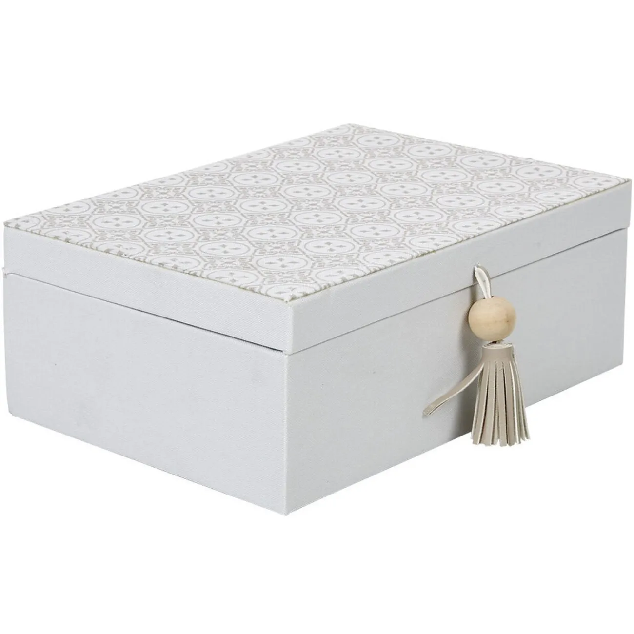 Gifi Rangement|Boîte à bijoux pompon blanc gris