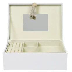 Gifi Rangement|Boîte à bijoux pompon blanc gris