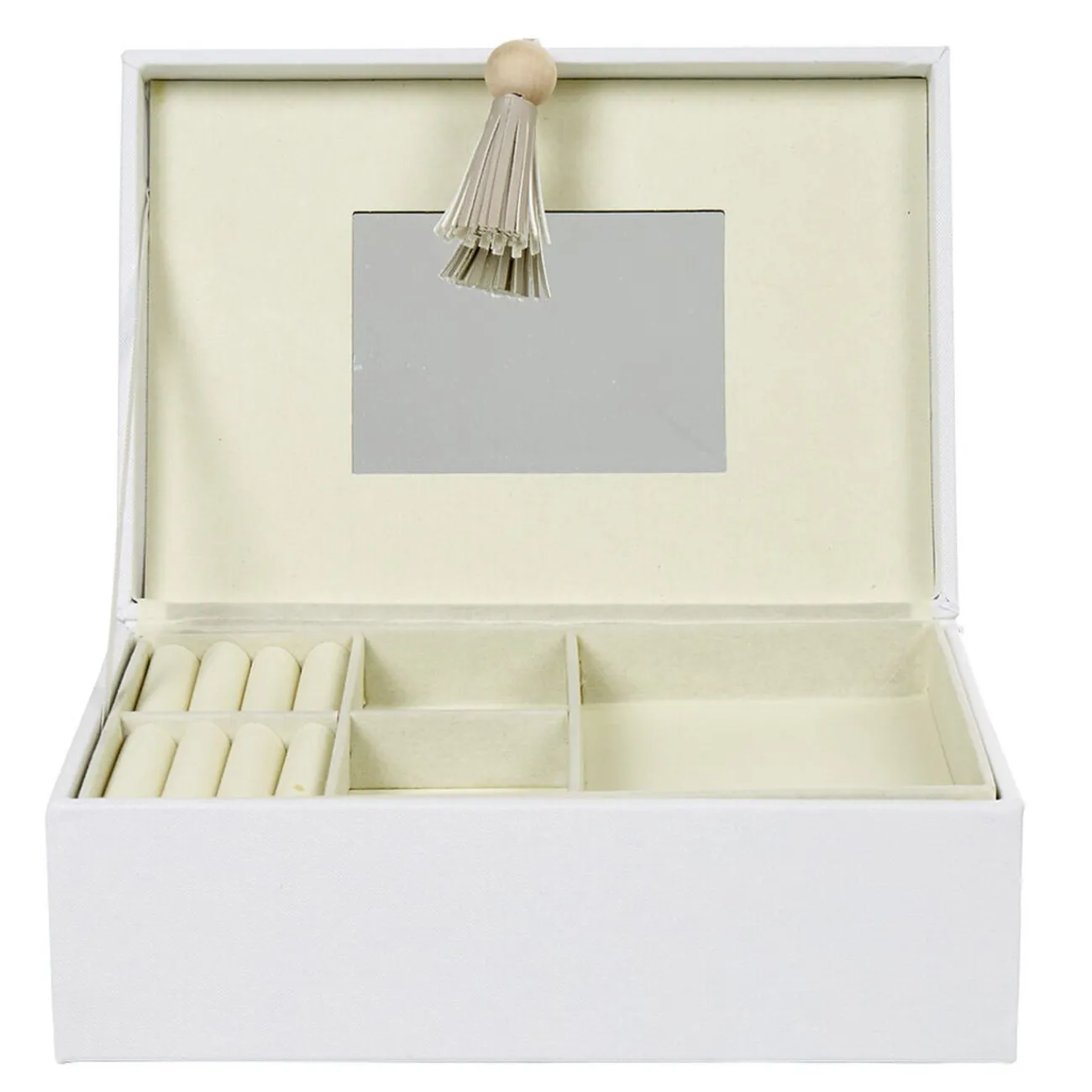 Gifi Rangement|Boîte à bijoux pompon blanc gris