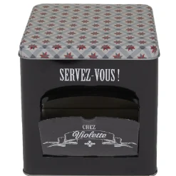 Gifi Boîte à biscuits carrée design "Servez-vous - Chez Violette"