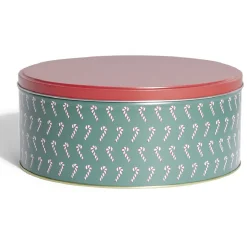 Gifi Boîte à biscuits de Noël ronde en métal rouge et vert x3