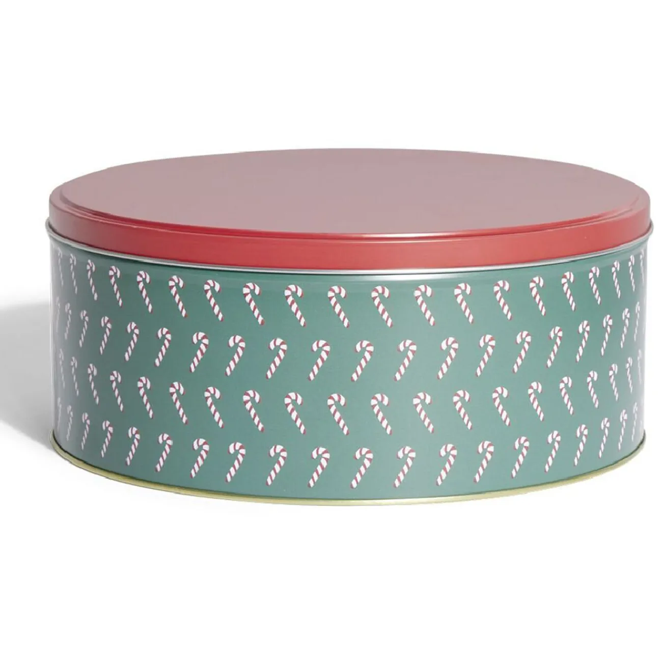 Gifi Boîte à biscuits de Noël ronde en métal rouge et vert x3