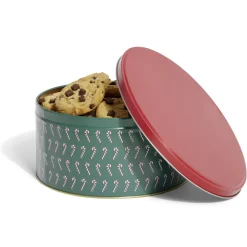 Gifi Boîte à biscuits de Noël ronde en métal rouge et vert x3