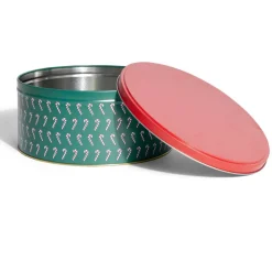 Gifi Boîte à biscuits de Noël ronde en métal rouge et vert x3