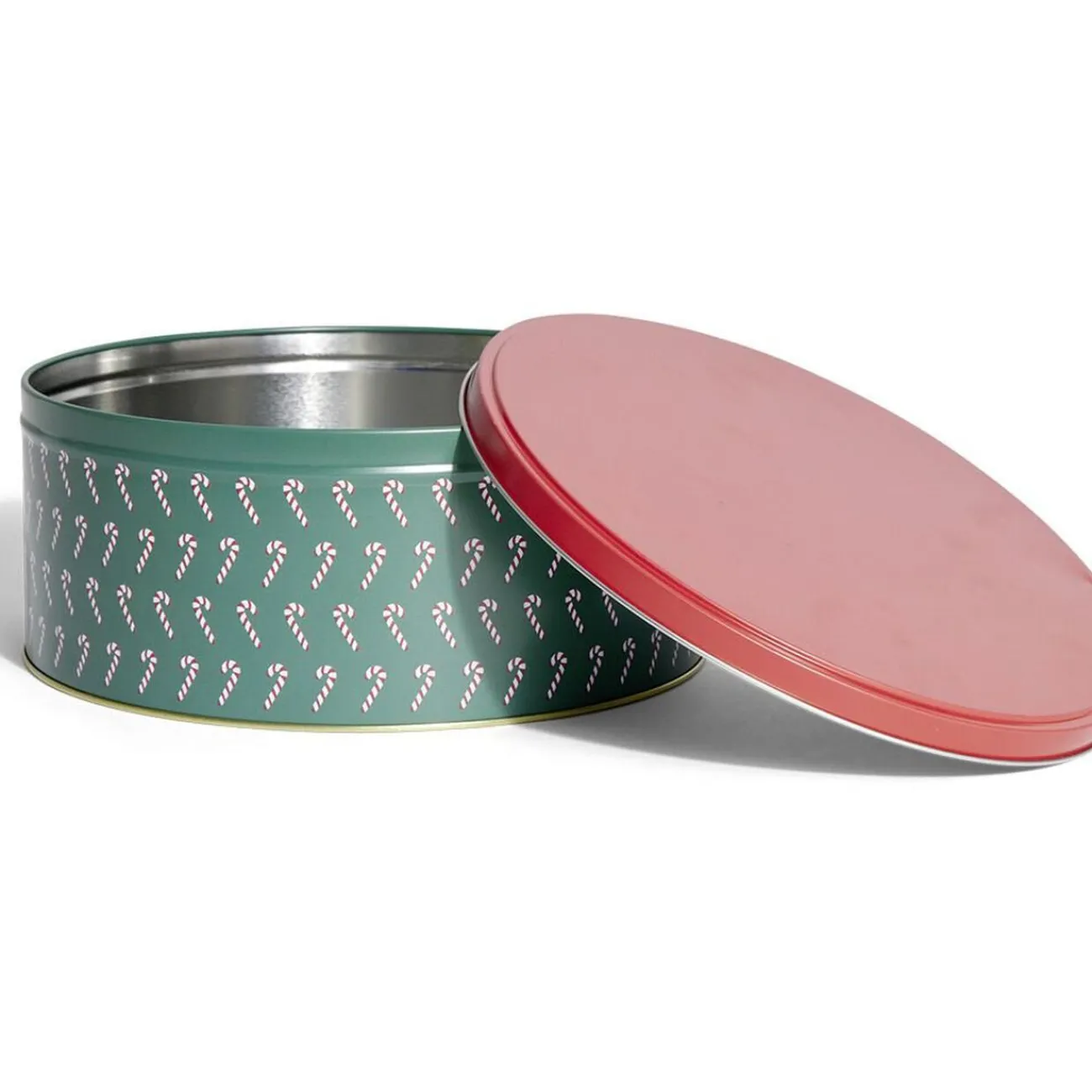Gifi Boîte à biscuits de Noël ronde en métal rouge et vert x3