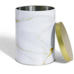 Gifi Boîte à biscuits ronde métal blanc doré Ø10,5H14cm