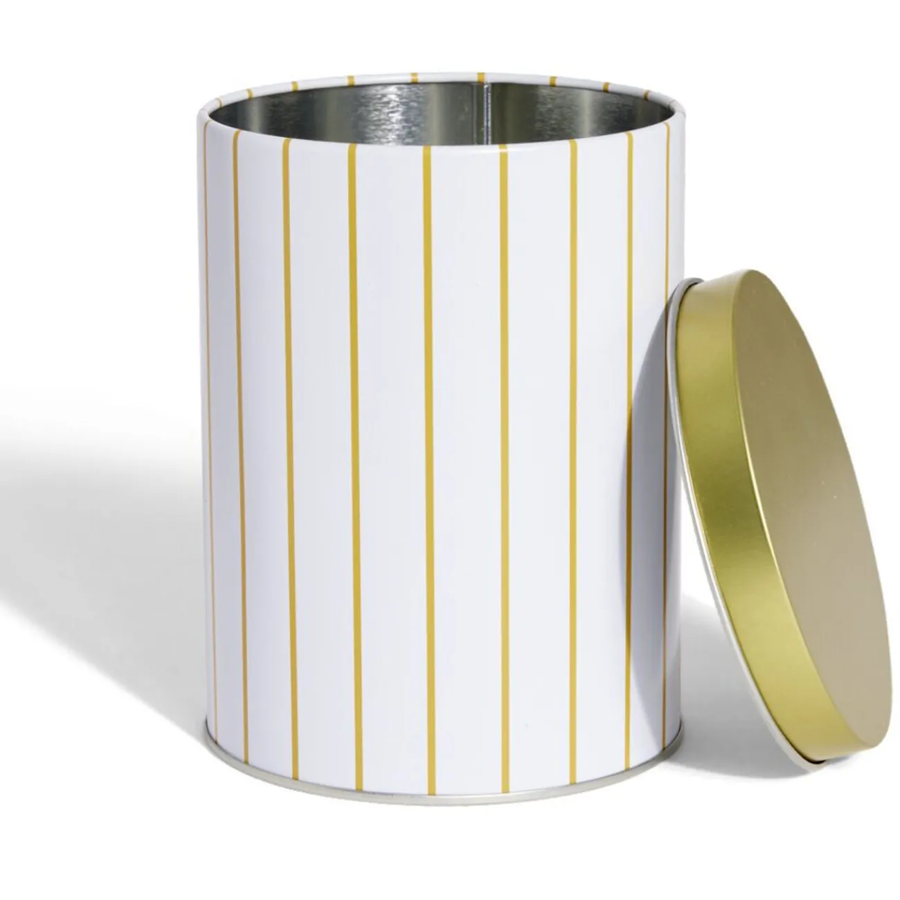 Gifi Boîte à biscuits ronde métal blanc doré Ø10,5H14cm